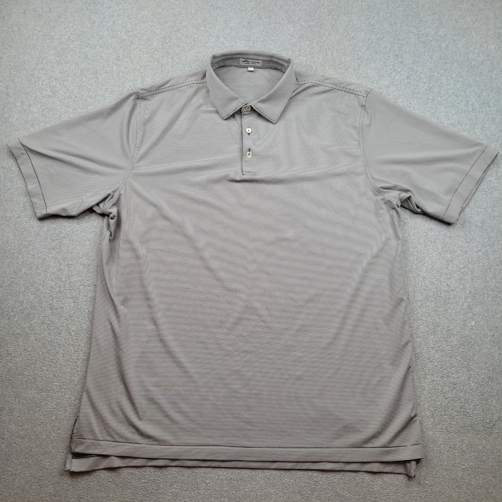 Peter Millar Polo Shirt Mens XXL Gray Striped Summer Comfort Short Sleeve